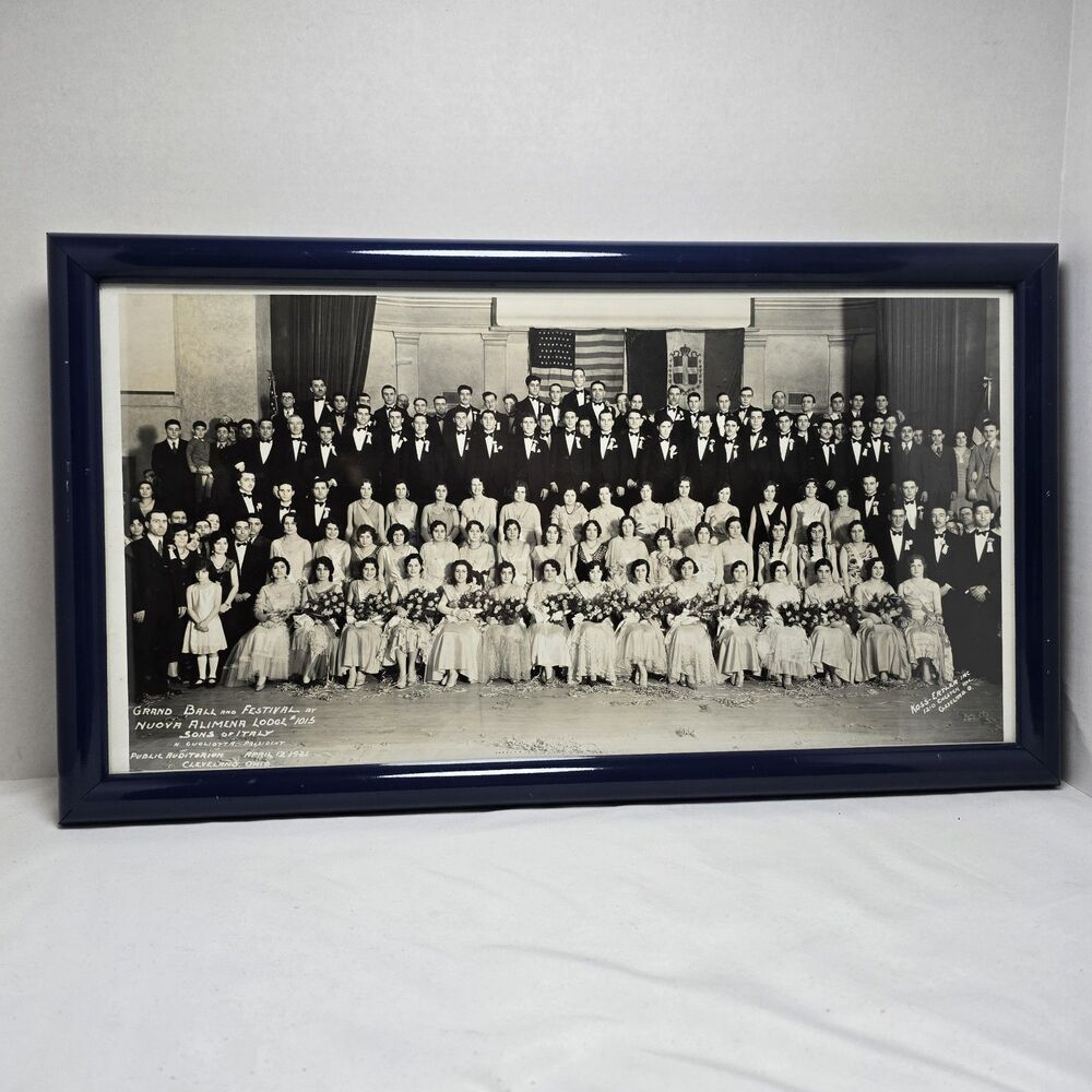 Antique Group Photo Sons of Italy Cleveland OH 1931 Grand Ball Alimena Lodge Fra